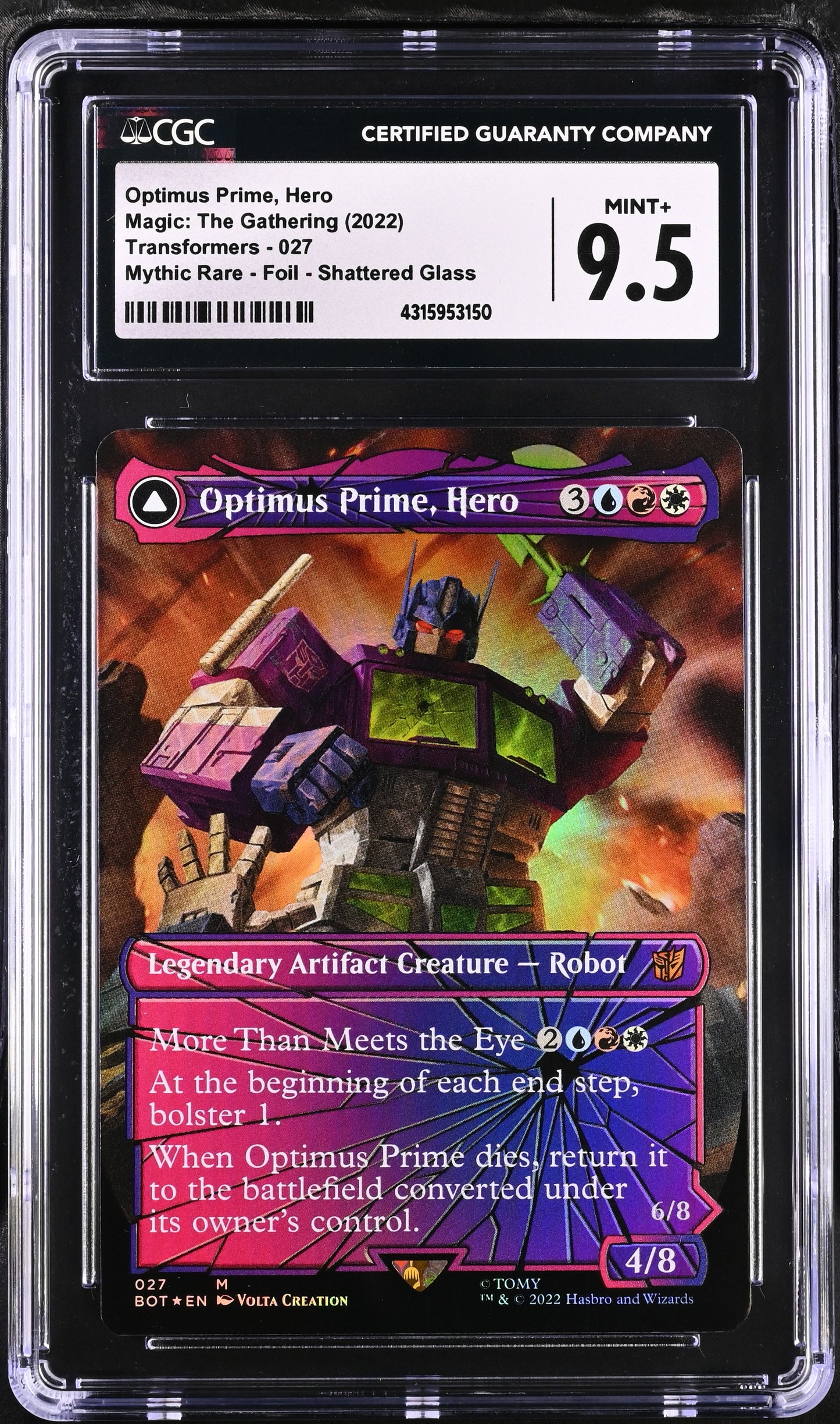 Optimus Prime, Hero | Universes Beyond: Transformers | Mythic Rare | Foil | Shattered Glass | CGC | Mint+ 9.5