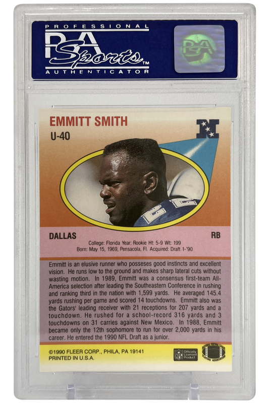 Emmitt Smith 1990 Fleer Update | PSA 9 | Rookie RC | #U-40
