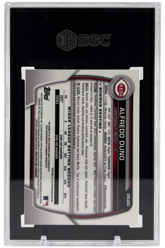 Alfredo Duno 2023 Bowman Chrome Draft Auto | SGC 10/9.5 | 1st Chrome Pros. RC | POP 9