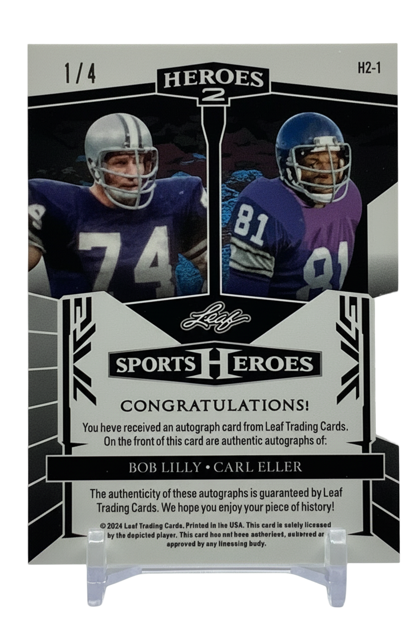 Bob Lilly/Carl Eller 2024 Leaf Sports Heroes | Dual Auto Orange | 1/4 SP | HOF