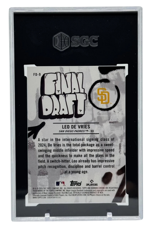 Leo De Vries 2024 Bowman Chrome Draft | SGC 10 | Final Draft | SSP | POP 1
