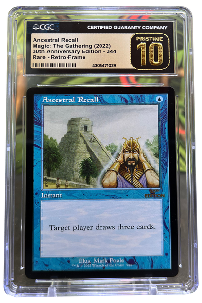 Ancestral Recall | 30th Anniversary Edition | Rare | Retro-Frame | CGC | Pristine 10