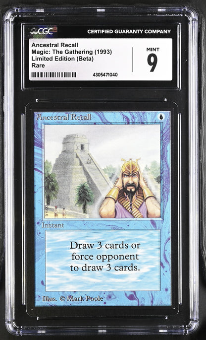 Ancestral Recall | Limited Edition (Beta) | Rare | Non-Foil | CGC | Mint 9