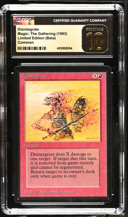 Disintegrate | Limited Edition (Beta) | Common | Non-Foil | CGC | Pristine 10