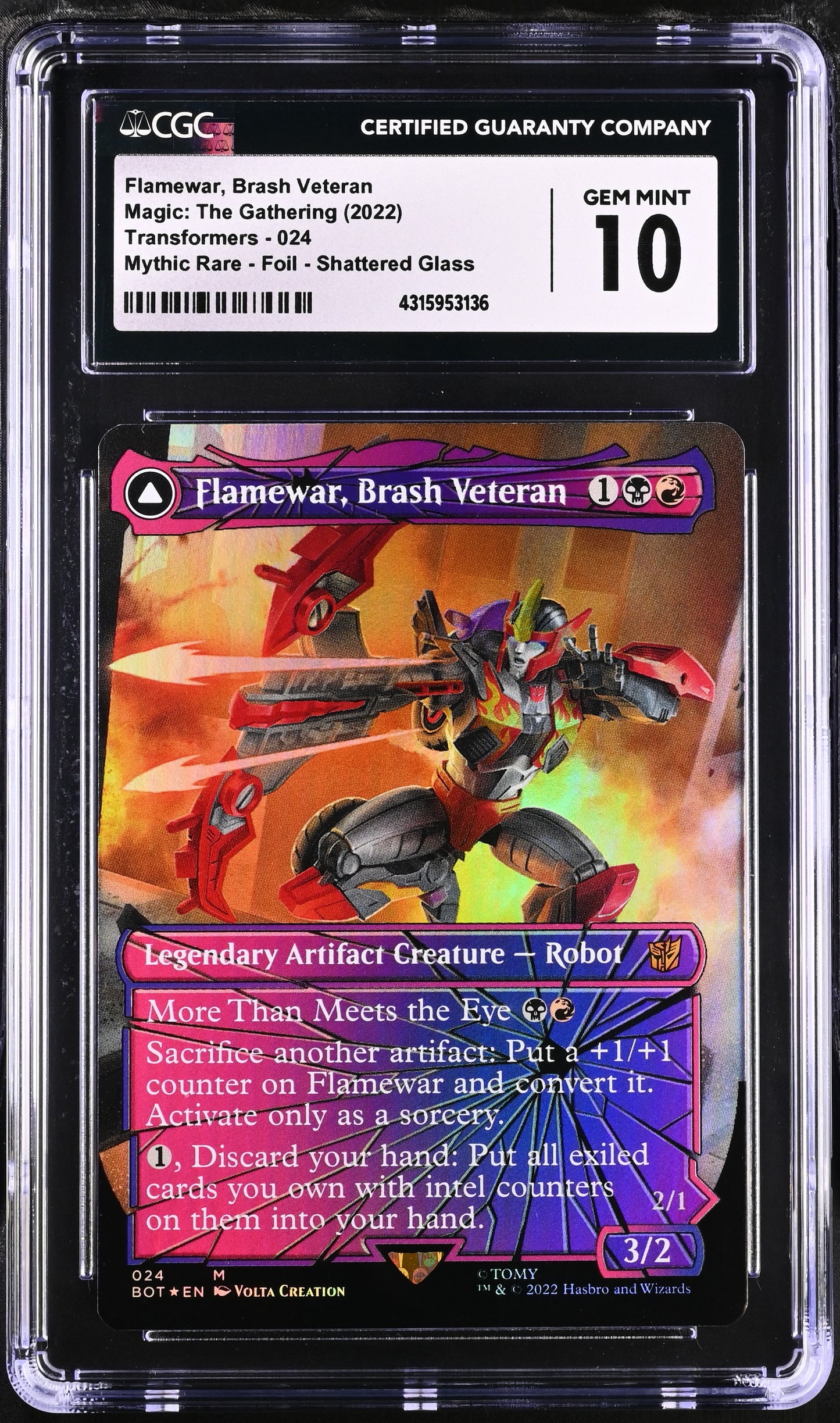 Flamewar, Brash Veteran | Universes Beyond: Transformers | Mythic Rare | Foil | Shattered Glass | CGC | Gem Mint 10