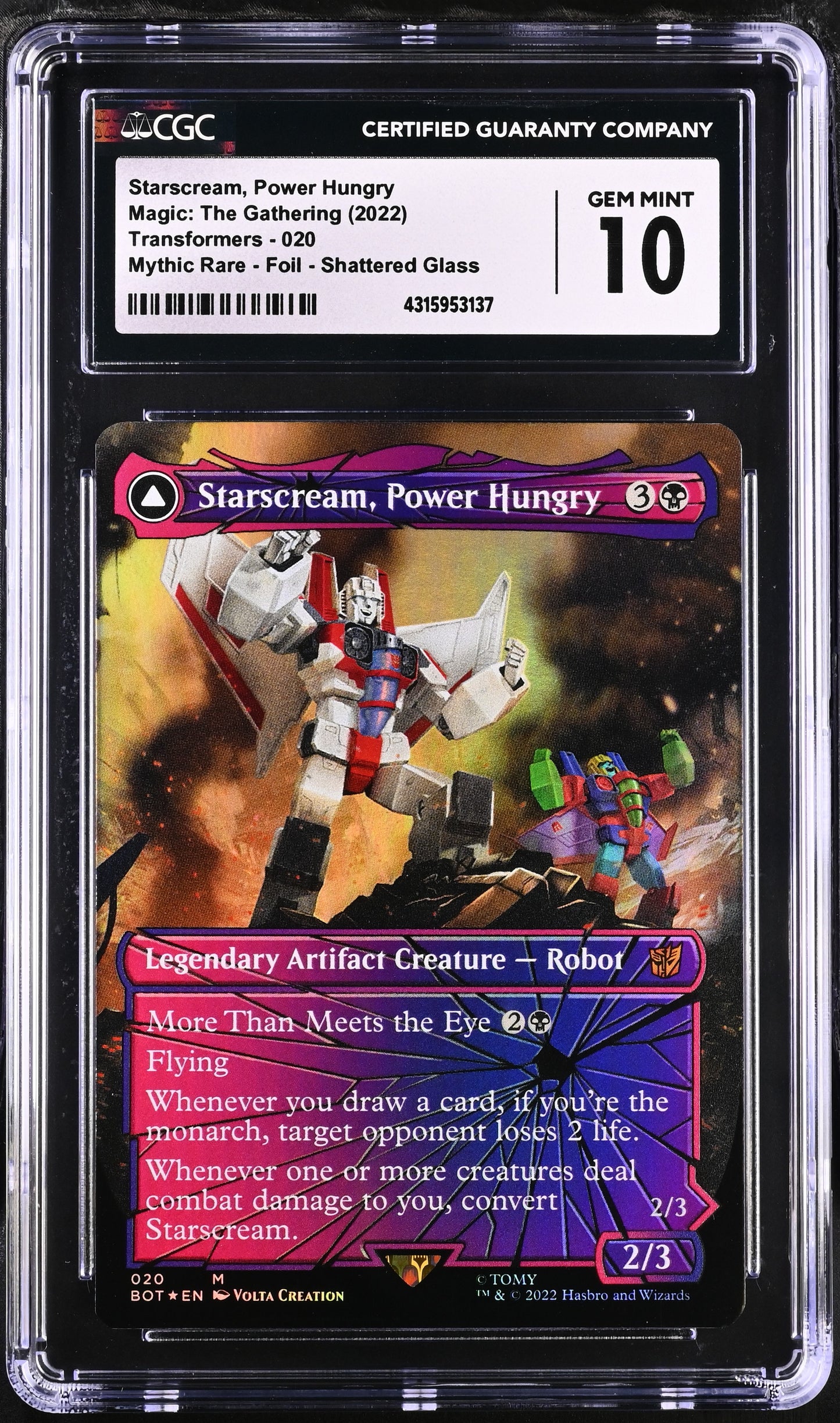 Starscream, Power Hungry | Universes Beyond: Transformers | Mythic Rare | Foil | Shattered Glass | CGC | Gem Mint 10