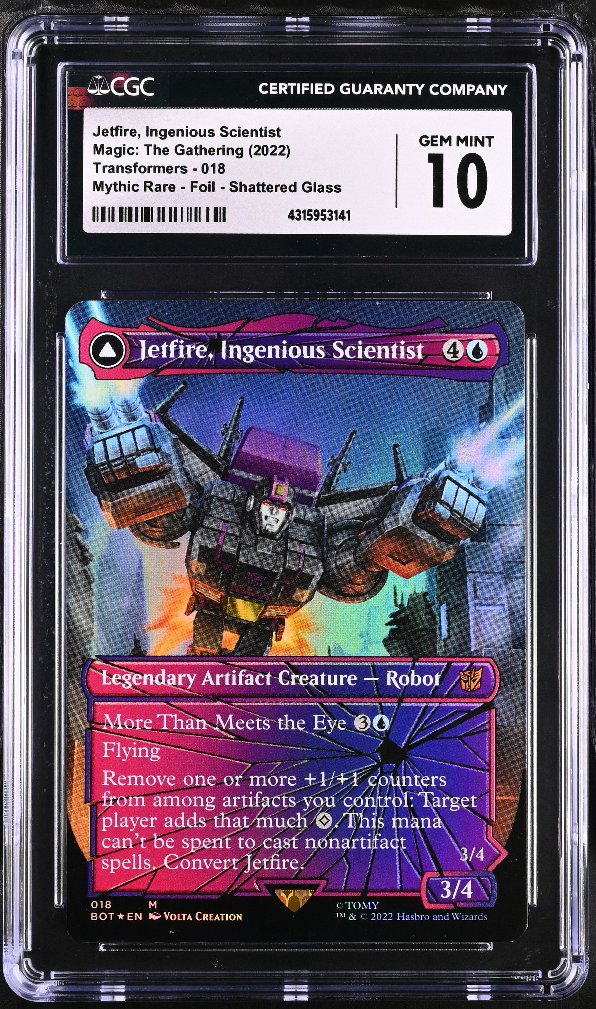 Jetfire, Ingenious Scientist | Universes Beyond: Transformers | Mythic Rare | Foil | Shattered Glass | CGC | Gem Mint 10