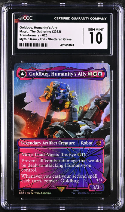 Goldbug, Humanity's Ally | Universes Beyond: Transformers | Mythic Rare | Foil | Shattered Glass | CGC | Gem Mint 10