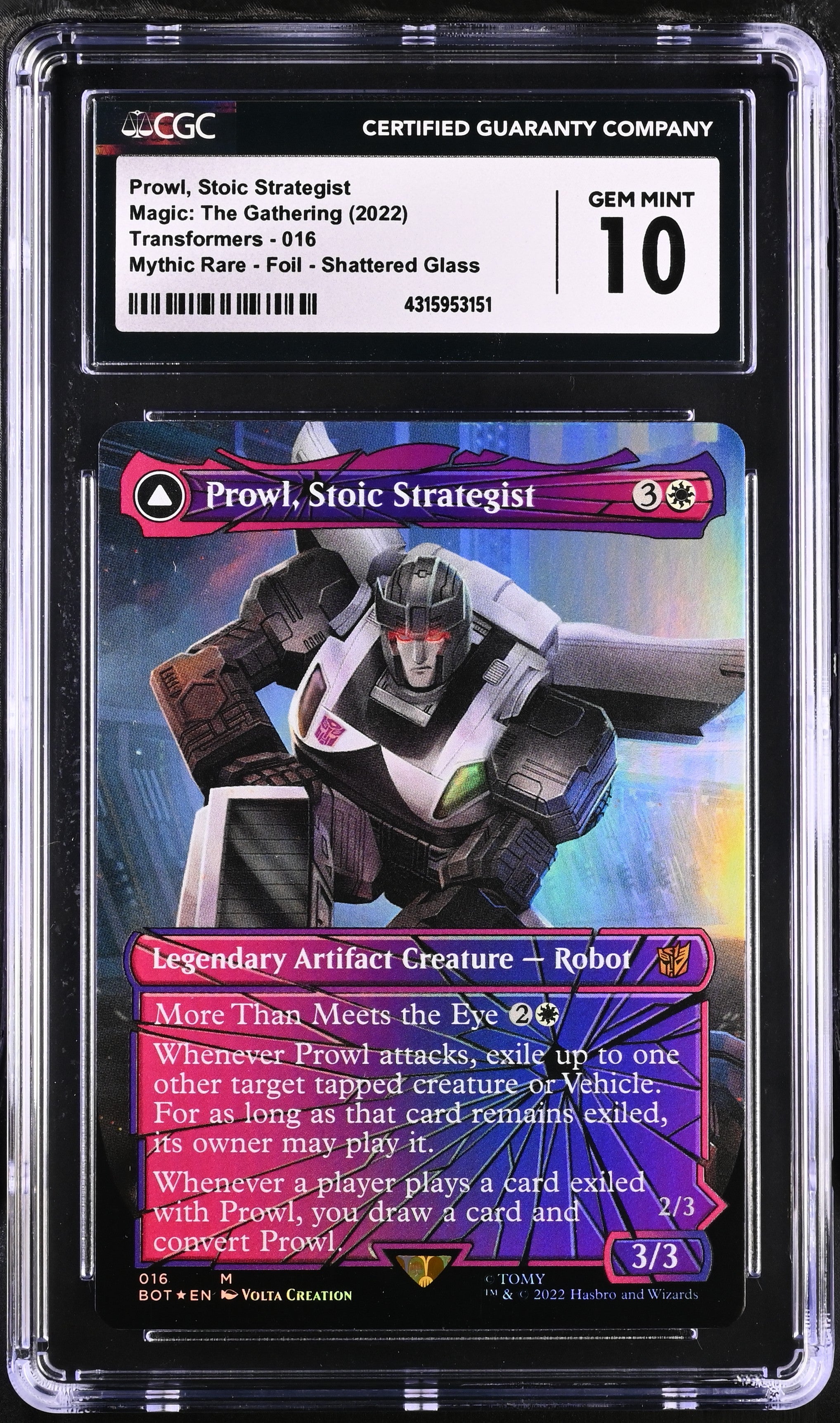 Prowl, Stoic Strategist | Universes Beyond: Transformers | Mythic Rare | Foil | Shattered Glass | CGC | Gem Mint 10
