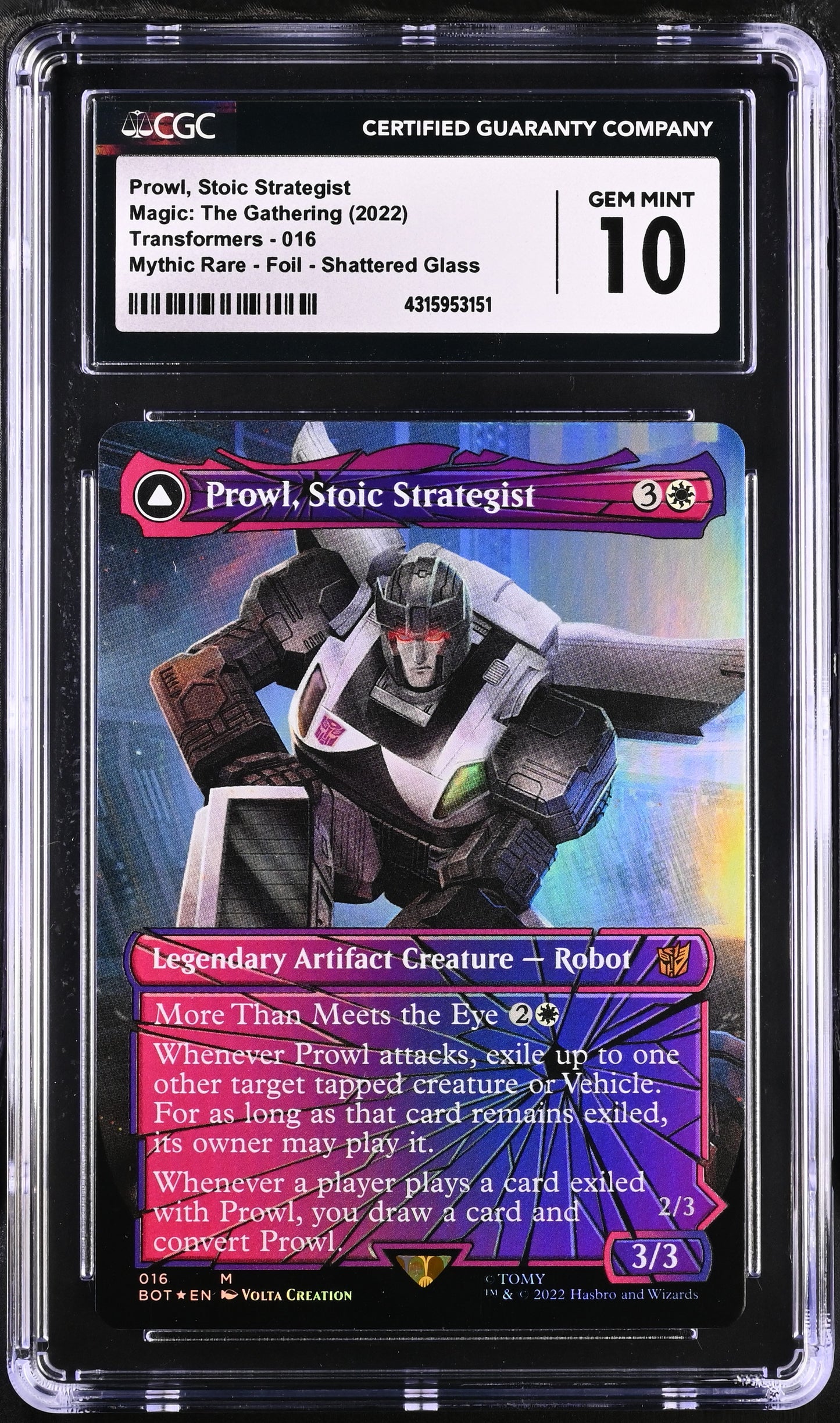 Prowl, Stoic Strategist | Universes Beyond: Transformers | Mythic Rare | Foil | Shattered Glass | CGC | Gem Mint 10
