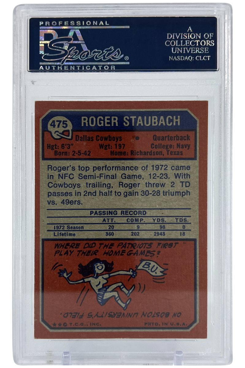 Roger Staubach 1973 Topps | PSA 6 | Centered High-End | #475 2nd Yr | POP 220