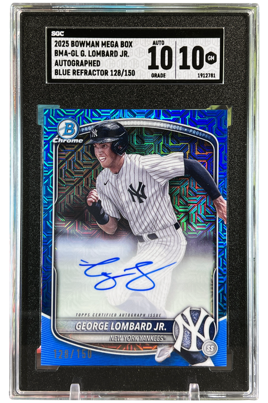 George Lombard Jr. 2025 Bowman Chrome | Blue Ref | Auto | SGC 10/10 | 128/150 | POP 1