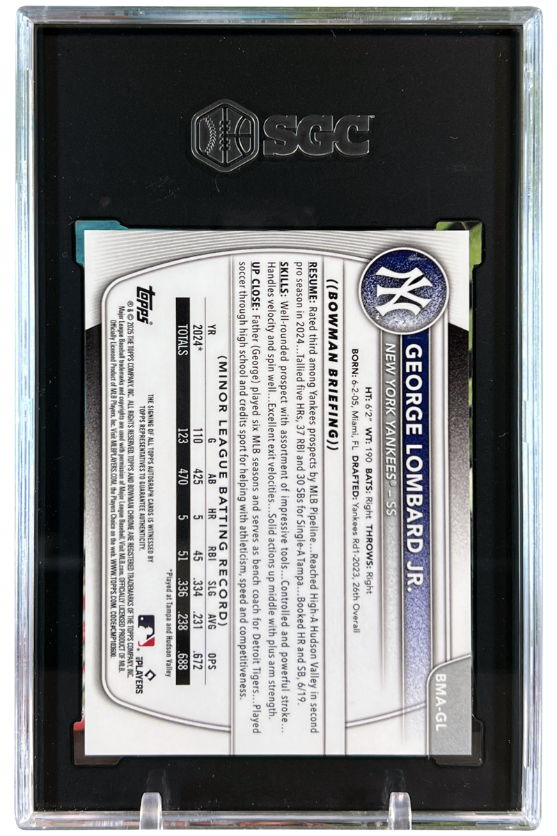 George Lombard Jr. 2025 Bowman Chrome | Blue Ref | Auto | SGC 10/10 | 128/150 | POP 1