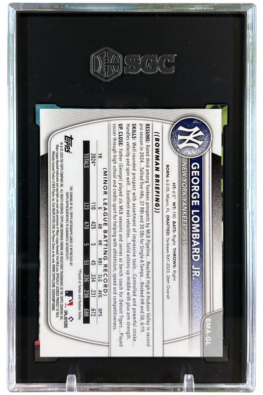 George Lombard Jr. 2025 Bowman Chrome | Blue Ref | Auto | SGC 10/10 | 128/150 | POP 1