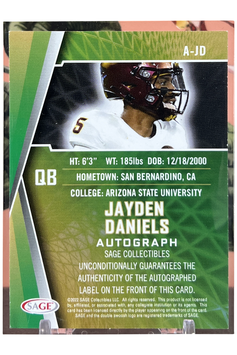 Jayden Daniels 2022 Sage Hit Auto Rookie| Red Autographs | SP #A-JD