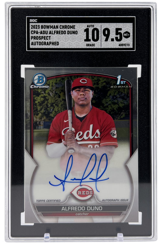 Alfredo Duno 2023 Bowman Chrome Draft Auto | SGC 10/9.5 | 1st Chrome Pros. RC | POP 9