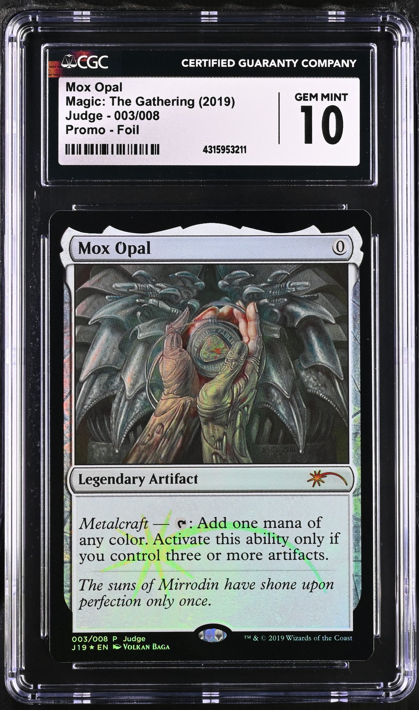 Mox Opal | Judge Gift Cards 2019 Promos | Mythic Rare | CGC | Gem Mint 10