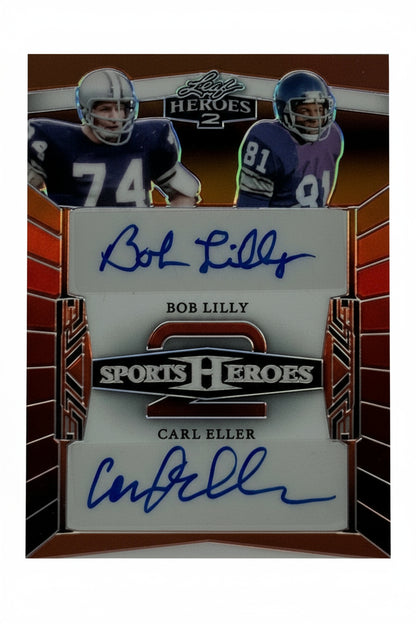 Bob Lilly/Carl Eller 2024 Leaf Sports Heroes | Dual Auto Orange | 1/4 SP | HOF
