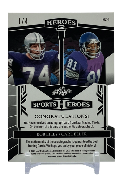 Bob Lilly/Carl Eller 2024 Leaf Sports Heroes | Dual Auto Orange | 1/4 SP | HOF