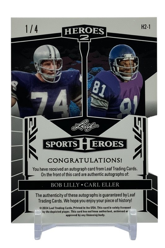Bob Lilly/Carl Eller 2024 Leaf Sports Heroes | Dual Auto Orange | 1/4 SP | HOF