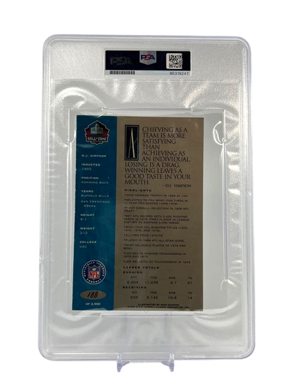 O.J. Simpson 1998 Hall of Fame Autograph | PSA Slabbed Postcard | HOF | 188/2500