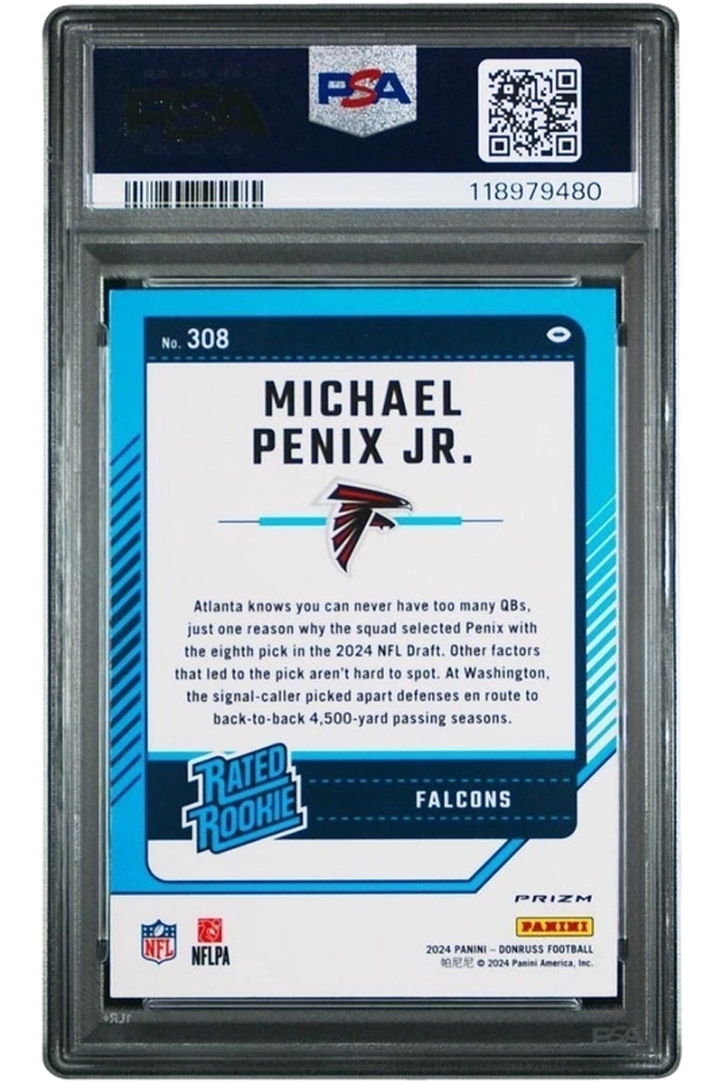 Michael Penix Jr. 2024 Panini Donruss Optic | PSA 10 | Blue Scope Rookie | POP 196