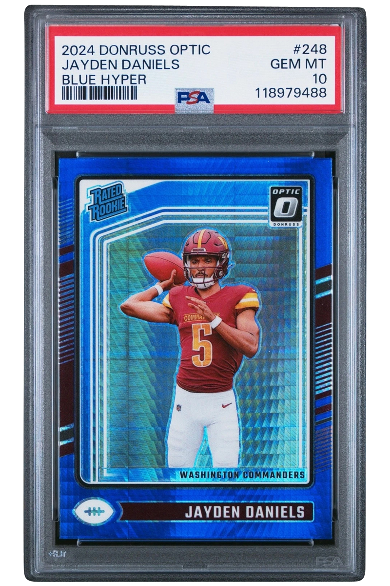 Jayden Daniels 2024 Donruss Optic | PSA 10 | Blue Hyper Rookie | #248 | POP 292