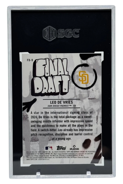 Leo De Vries 2024 Bowman Chrome Draft | SGC 10 | Final Draft | SSP | POP 1