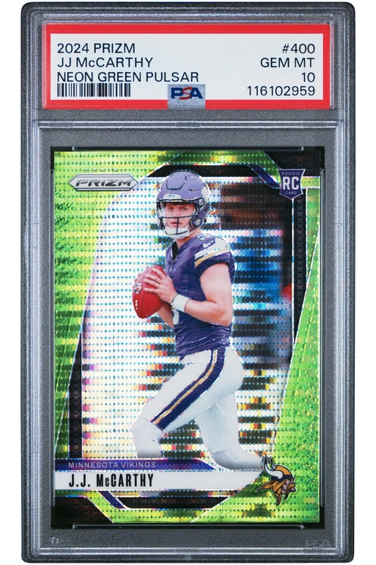 J.J. McCarthy 2024 Prizm | PSA 10 | Neon Green Pulsar Rookie | #400