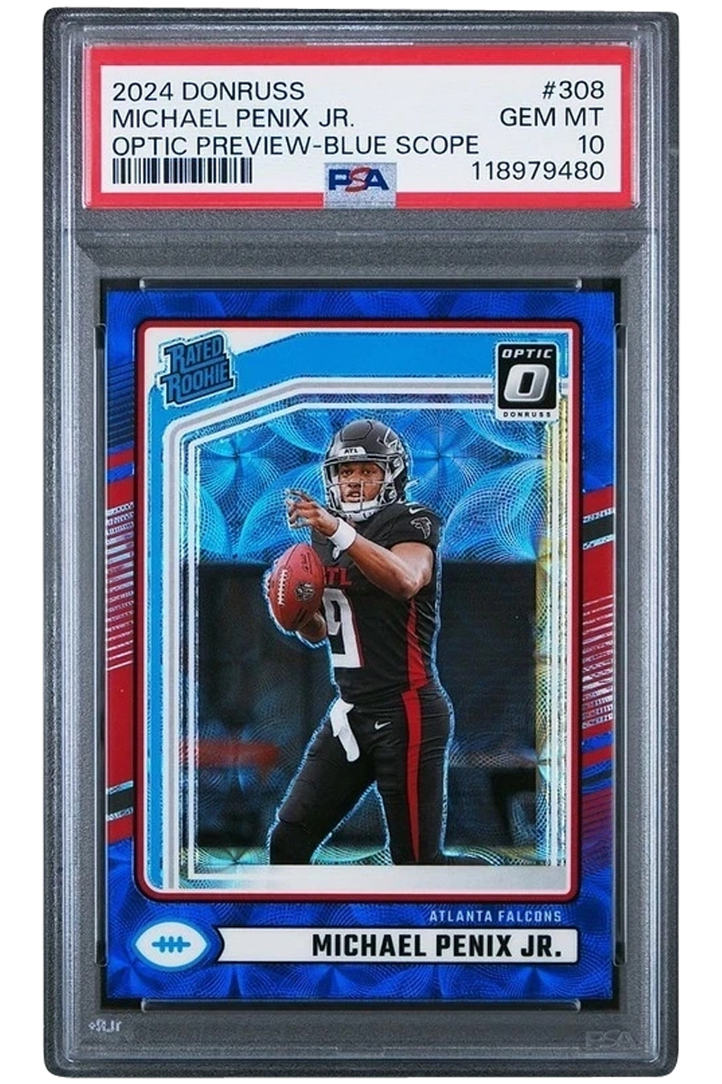 Michael Penix Jr. 2024 Panini Donruss Optic | PSA 10 | Blue Scope Rookie | POP 196