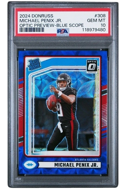 Michael Penix Jr. 2024 Panini Donruss Optic | PSA 10 | Blue Scope Rookie | POP 196