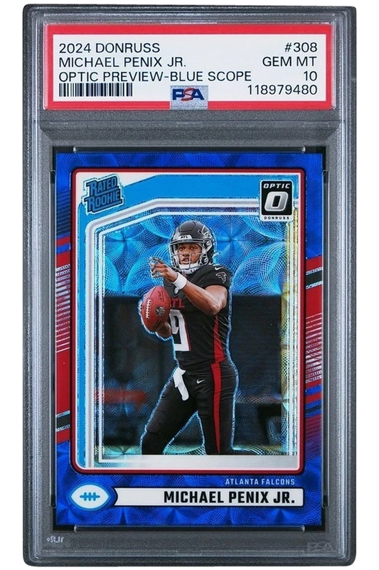 Michael Penix Jr. 2024 Panini Donruss Optic | PSA 10 | Blue Scope Rookie | POP 196
